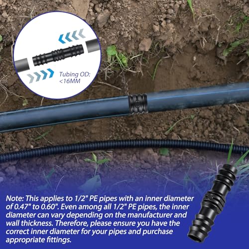 20 Pcs Drip Irrigation Fittings Kits Barbed Coupling Fittings Hose Line Connectors Drips Line Coupler Connector Water Hose Connectors Fits for 1/2 Inch Tubing or OD 16mm Drip Tubing Sprinkle