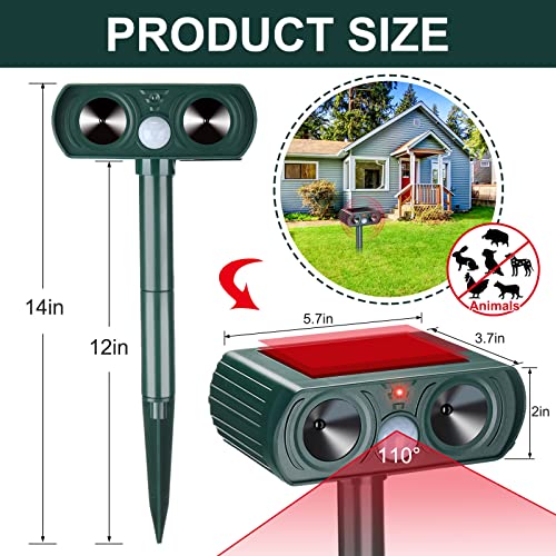 6 Packs Ultrasonic Solar Animal Repeller Motion Sensor Outdoor