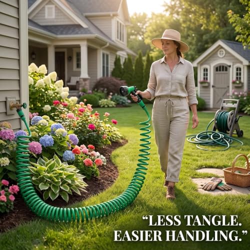Coil Hose 25FT EVA Garden Hose with Brass Connector