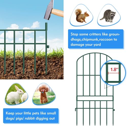 Adavin Animal Barrier Garden Fence,15 Pack Green 12''L x 25" H no dig Fence, Underground dig Protection for Dog Rabbits Rustproof Metal Wire Panel Border, 15 ft Ground Stakes for Outdoor Patio - color: Green