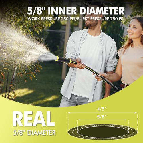 200 FT Heavy Duty Garden Hose, 5/8 in Rubber Water Hose - size: 200FT-Green