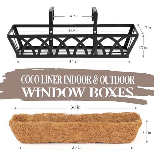 4 Pack 36IN Window Box Planter Basket w/Adjustable Brackets (S1) - color: Set 4