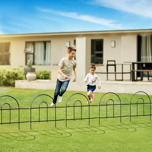 Decorative Black Garden Fencing 18inX50ft Metal Wire Edging Border Fence - color: Black, size: Black-18″x50′