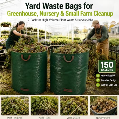 150 Gal Oversized Reusable Yard Waste Bags, 2-Pack, Leaf and Lawn Cleanup - size: 150 Gal