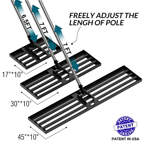 Walensee Lawn Leveling Rake, Reinforced Leveler with 6.5FT Steel Handle - size: 6.5FT 17"x10"