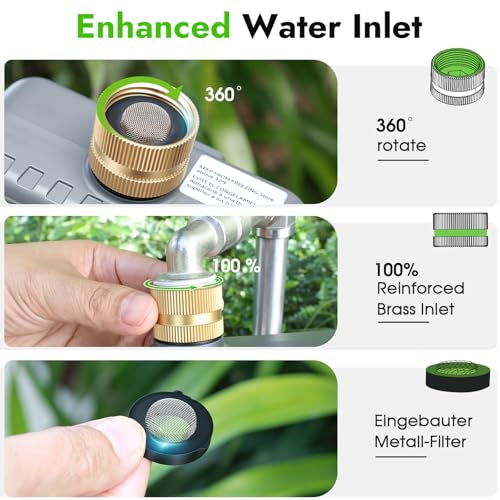 Insoma Water Timer with Brass Inlet, 3 Independent Zones Outdoor Hose Timer for Garden Faucet with Auto/Manual/Rain Delay Mode, IPX5 Waterproof, Sprinkler Irrigation Controller for Yard Lawn - size: 3-Zones-TT