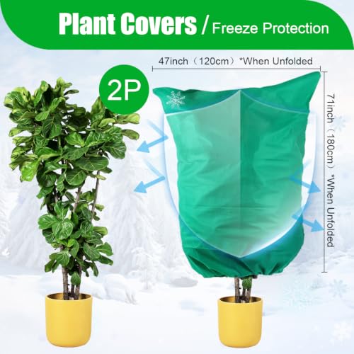 Plant Covers Freeze Protection, 2-Pack Frost Blanket for Trees Shrubs - color: Green, size: 47*71in 2P
