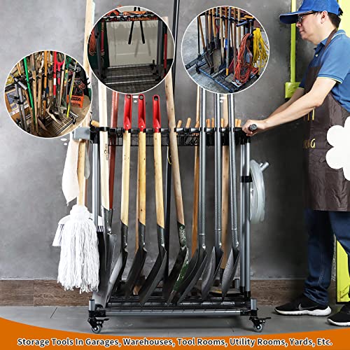 Heavy duty garden tool organizer garage storage holder storage large long farming tools lawn tool metal rack shovel and rake organizer
