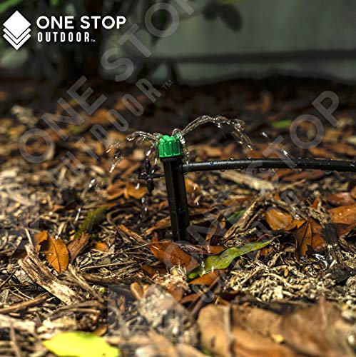 (100-PACK) - 1/4" Inch Universal 360* Degree Drip Emitter On 5" Stake - Adjustable Flow 0-18.5 GPH Fit 1/4 (4-7mm) Drip Irrigation Tubing - Professional Grade Drippers for Drip Irrigation - color: Dripper On Stake
