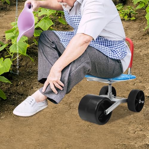 Garden Cart Rolling Stool, 360° Rotation Rolling Garden Work Seat, 3 Wheels Gardenn Cart Rolling Bench with Wheels, Rolling Stool Work Seat Cart for Patio Gardens, Lawns and Courtyards