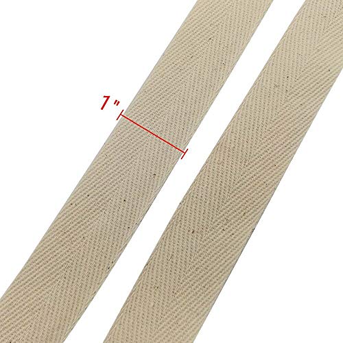 Natural Cotton Twill Tape 55 Yards 1 Inch Bunting Bias Tape Herringbone Webbing Tape Roll for Apron Sewing Dressmaking Craft (Natural White) - color: Natural white, size: 1inch