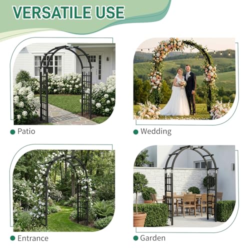 Outvita 7Ft Black Wooden Arbor Arch, Garden Trellis for Climbing Rose Vines - color: black