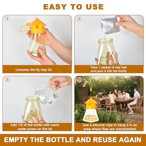 6 Pack Fly Bait Refill for Reusable Outdoor Fly Traps