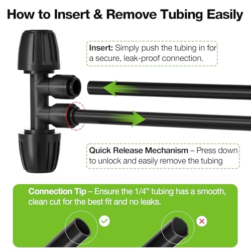 MIXC 1/2" to 1/4" Drip Irrigation Fittings 4-Way Barbed Tee 10 Pack - size: 4-Way 1/2" to 1/4" Barbed Tee