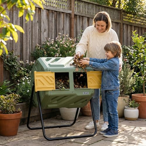 Werph 43 Gal Outdoor Compost Bin for Garden & Kitchen Waste, Grass Green - color: Grass Green