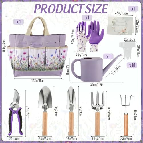 21 Pcs Gardening Gifts for Women Heavy-Duty Garden Tool Set - color: Purple