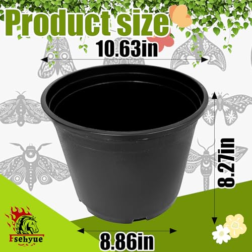 3 Gallon Nursery Pots Plastic Container Injection Molded Pot for Plants Flexible with Drainage Holes Suitable for Plants Soil Growers or Hydroponics Black 10 Pcs - size: 3 Gallon