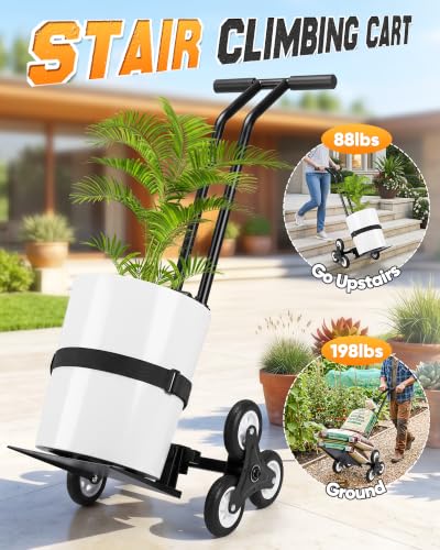 Plant Stair Climbing Dolly Cart, 198 LBS Heavy Duty Plant Caddy with Wheels