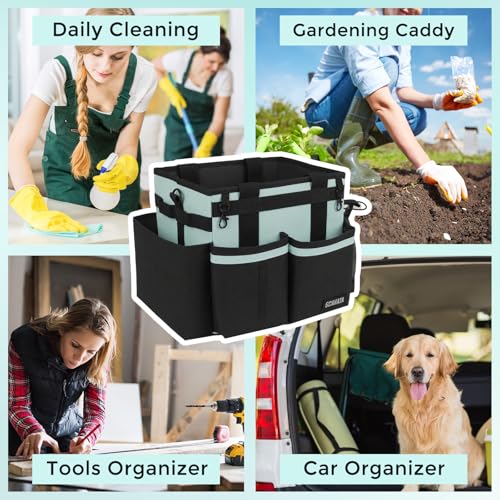 SCAVATA Compact Wearable Cleaning Caddy with Handle & Shoulder Straps - color: BabyBlue