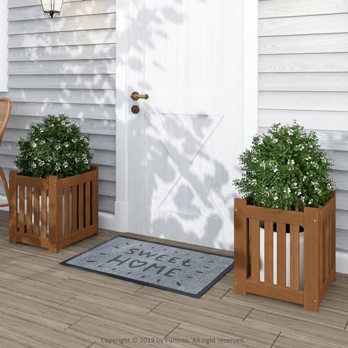 Furinno TIOMAN Planter Box Set of 2, Hardwood Flower Box, Cube Garden Box, in Teak Oil, Outdoor Indoor, Garden, Patio, Balcony, Light Wood - size: Set of 2, 16 x 16 x 18.3