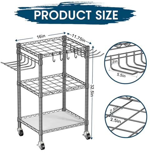 T1 Garden Tool Organizer(with Lockable Wheels) Heavy Duty Garage Tool Storage for Yard,Shed,Outdoor and Lawn,Freestanding Tool Organizers and Storage UP to 50 Tools,Grey with Anti-Tip Device - color: Grey