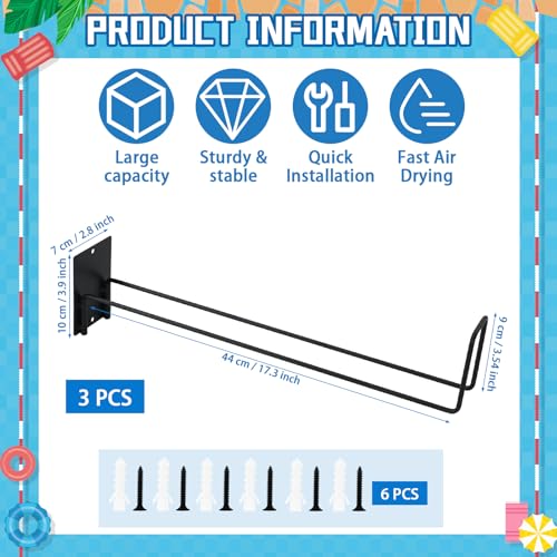 MUOUAKATE 3 Pcs Pool Float Storage Holder, 17.3 Inch Wall Mount Pool Float Organizer Storage Rack with Hangers for Swimming Ring, Towel, Tools & More Storage Indoor Outdoor Space-Saving - style: Right-angle style