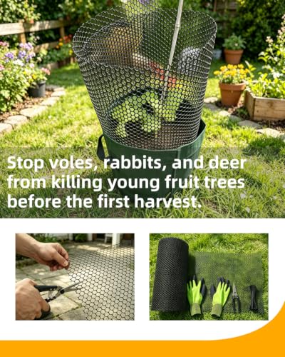 16" x 88FT Plastic Chicken Wire Tree Protectors Black HDPE Mesh Fencing - size: 16" x 88FT