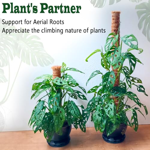 4 Pack 18 Inch Moss Pole, Stackable Moss Poles for Climbing Plants Monstera, Tall Plant Sticks Accessories, Large Coir Plant Support Stakes for Potted Plants Indoor, Pothos, Philodendron - size: 4 pack 18in