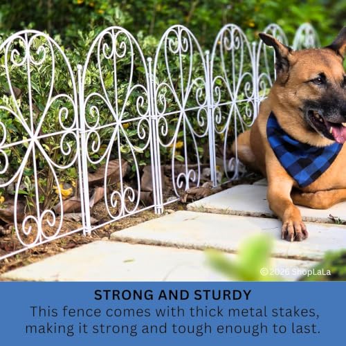 ShopLaLa Garden Fence (10 Panels) 12.5inx16.5in White Metal Wire Fencing