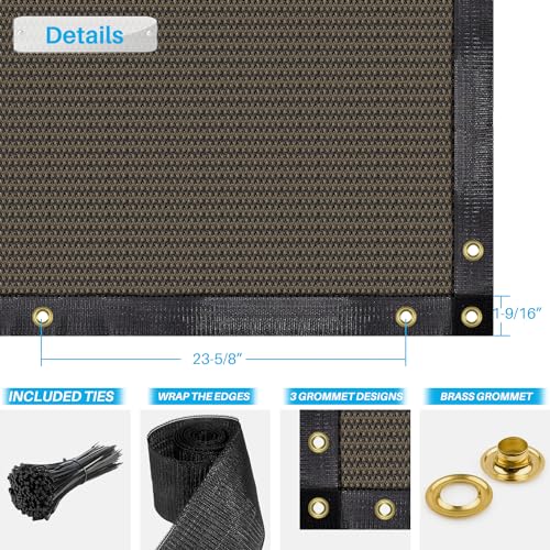 Patio Paradise 4' x 1' Brown Privacy Fence Screen Heavy Duty Fence Cover with Grommets, Mesh Shade Fencing Chain Link Temporary Fence Panels for Outdoor Balcony Deck Patio Backyard - color: Brown, size: 4' x 1'