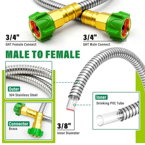 5FT Female to Female Short Garden Hose Adapter, Connecting Hose Reel - size: 5FT