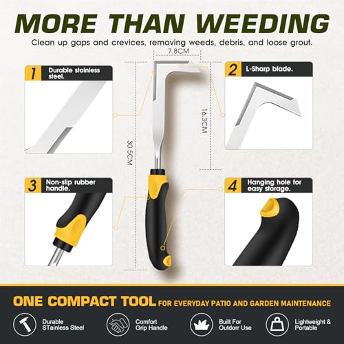 SWANSOFT Crack Weeder – Heavy Duty Stainless Steel Crevice Weeding Tool