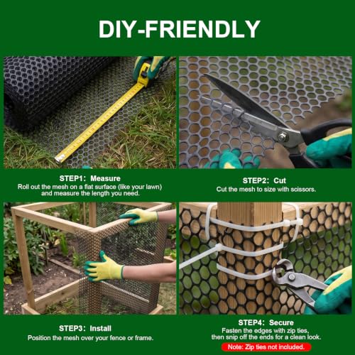 Plastic Wire Mesh Fence 16in x 20Ft Plastic Chicken Wire Mesh for Poultry, Dogs, Rabbit, Snake Barrier & Gardening Versatile Plastic Fencing (16in x 20Ft, Black) - color: Black, size: 16in x 20Ft