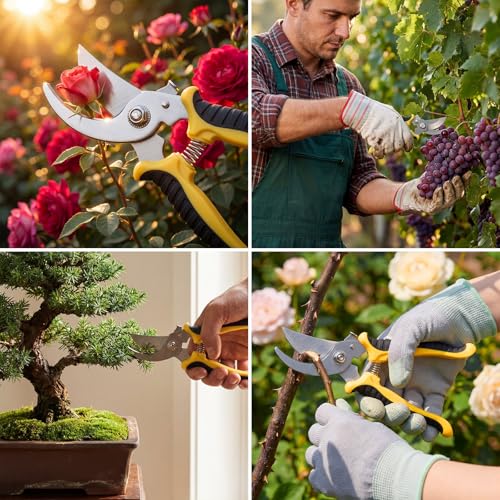 Lothee 9 Pcs Garden Pruning Shears Bulk, Gardening Shears&Scissors, Yellow - color: Yellow