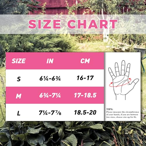 HANDLANDY Gardening Gloves for Women, Leather Garden Glove, Gardener Gift - color: Hot Pink, size: Large (Pack of 1)