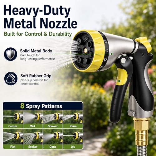 Metal Garden Hose 75 ft – 304 Stainless Steel Water Hose with Nozzle Sprayer, Garden Hoses Flexible, Lightweight, No Kink, Heavy Duty for Outdoor (75 ft) - size: 75 Feet