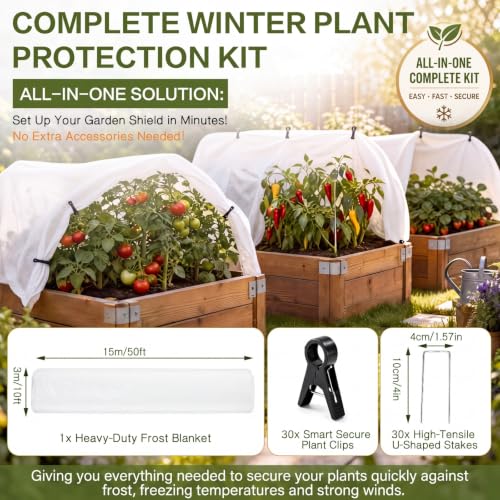 61 Pcs Plant Covers Freeze Protection Kit, 10 x 50 ft - size: 10 ft X 50 ft