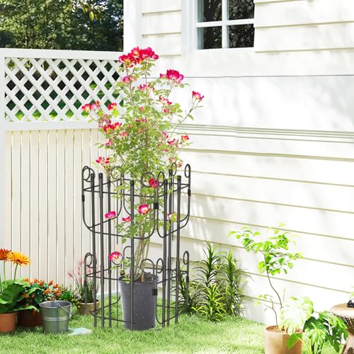 8 Pack Trellis for Climbing Plants Indoor, Expandable Heavy-Duty Metal Trellis for Potted Plants Outdoor, Flowers Vine Ivy, Sturdy Houseplant Pothos Plant Climber Support - size: 8 Pack-17in(H)x12.6in(L)