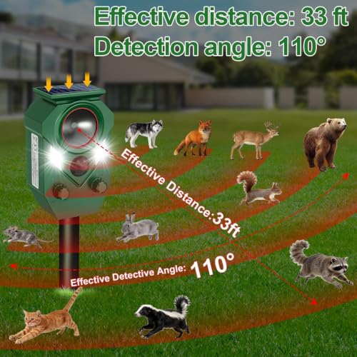 Solar Ultrasonic Animal Repellent Outdoor, Pack of 2
