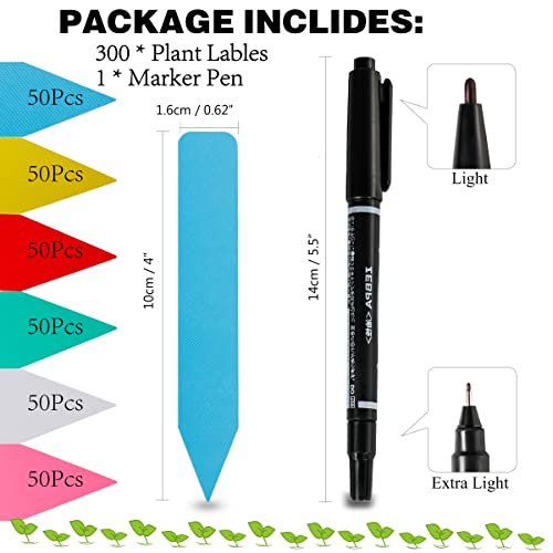Plant Labels 300Pcs 4" Plastic Name Tags for Seedlings (Mix-Color) - color: Mix-color