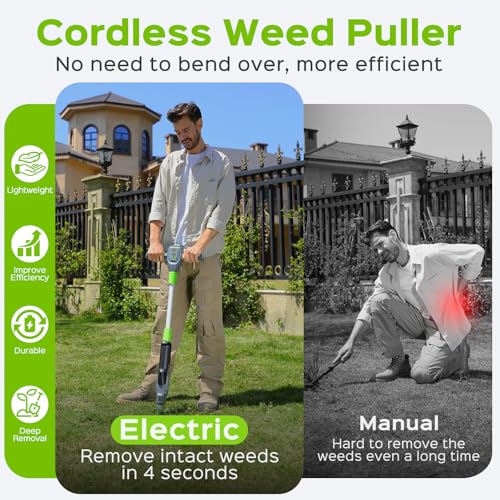 Weed Puller Tool, 21V Powerful Garden Tools Electric Weeding Tool - color: Green