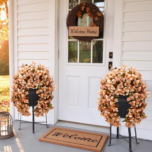 2 PCS Bougainvillea Artificial Hanging Flowers Plants for Outdoors, Brown - color: Brown