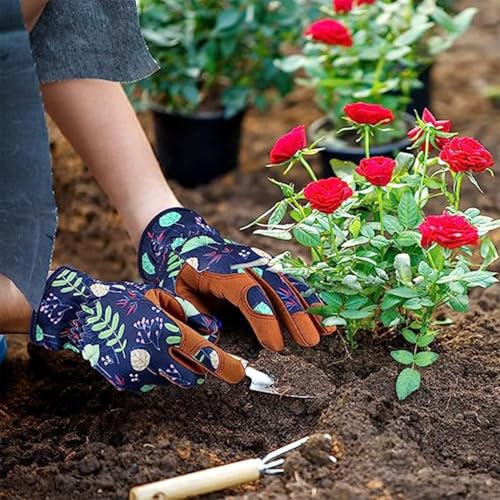 Women's Leather Gardening Gloves, Breathable Thorn-Proof Yard Work Gloves for Digging&Planting - size: Medium