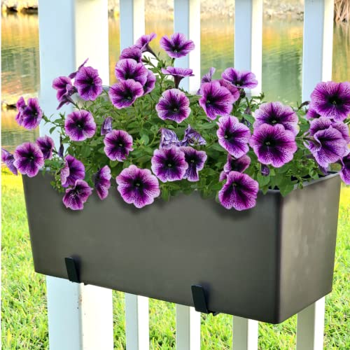 Adjustable Deck Railing Planter Box Holder with Non Marring Mounting Hardware Ideal for Small to Medium Sized planters from 16" to 32" Wide for Vertical Spindles - size: 16 Inch