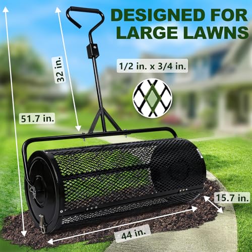 TEMFAR Compost Spreader 44 Inch Push/Tow Peat Moss Spreader - size: 44 Inch