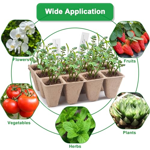 240 Cells Seed Starter Tray Kit, Biodegradable Peat Pots for Seedlings Trays, Plant Starter Seed Germination Kit with 40 Labels and 2 Transplant Tools (20, 240 Cells)