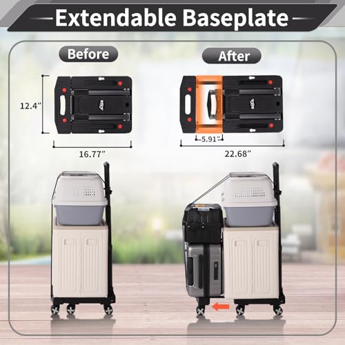 GtIiFmTe Foldable Hand Truck, Lightweight Luggage Cart for Airport Car Seat - size: 6 Wheels-Stretchable