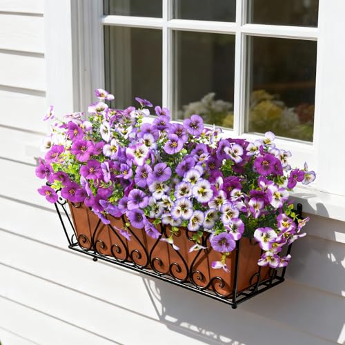INQCMY Fake Artificial Pansy Flowers Plants for Outdoors UV Resistant - color: Mixd Purple
