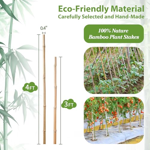 Plant Stakes, 3FT Natural Bamboo Garden Stakes, 25Pcs Bamboo Plant Stakes,Bamboo Sticks for Tomato,Beans,Vegetable and Climbing Plants - size: 3 Ft, 25 Pack