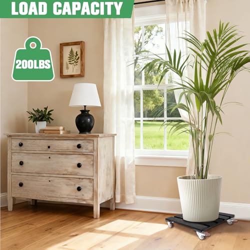 Plant Caddy with Wheels Heavy Duty, 12 Inch WPC Rolling Plant Stand - color: Black, size: Square